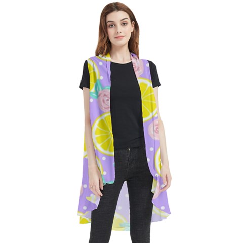 Purple Lemons  Sleeveless Chiffon Waistcoat Shirt by ConteMonfrey