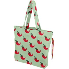 Small Mini Peppers Green Drawstring Tote Bag by ConteMonfrey