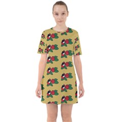 Guarana Fruit Brown Sixties Short Sleeve Mini Dress by ConteMonfrey