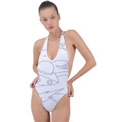 Starships Silhouettes - Space Elements Backless Halter One Piece Swimsuit by ConteMonfrey