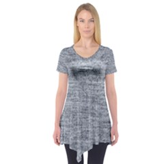 Gray Vintage Denim Like Short Sleeve Tunic  by ConteMonfrey