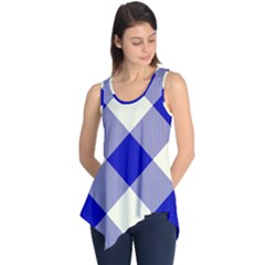 Blue And White Diagonal Plaids Sleeveless Tunic by ConteMonfrey