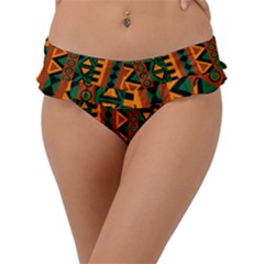 African Pattern Texture Frill Bikini Bottom by Ravend