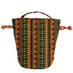 African Pattern Texture Drawstring Bucket Bag by Ravend