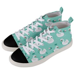 Elegant Swan Seamless Pattern Men s Mid-top Canvas Sneakers by Wegoenart