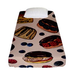 Seamless Pattern With Sweet Cakes Berries Fitted Sheet (single Size) by Wegoenart