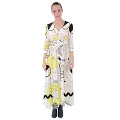 Graphic-design-geometric-background Button Up Maxi Dress by Wegoenart