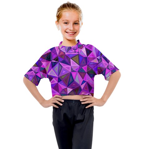 Triangular-shapes-background Kids Mock Neck Tee by Wegoenart