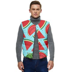 Blue Watermelon Men s Short Button Up Puffer Vest	 by ConteMonfrey