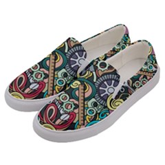 Cartoon-cute-doodles-hand-drawn-auto-service-seamless-pattern Men s Canvas Slip Ons by Wegoenart
