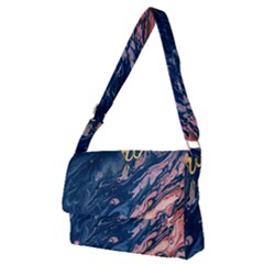 Liquid Abstract Paint Texture Full Print Messenger Bag (m) by Wegoenart