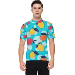 Pop Art Style Citrus Seamless Pattern Men s Short Sleeve Rash Guard by Wegoenart