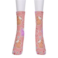 Cute Kawaii Kittens Seamless Pattern Crew Socks by Wegoenart