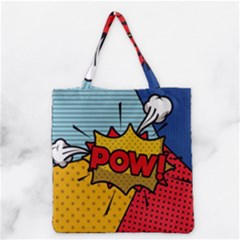 Pow Word Pop Art Style Expression Vector Grocery Tote Bag by Wegoenart