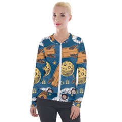 Missile Pattern Velvet Zip Up Jacket by Wegoenart
