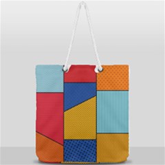 Dotted Colors Background Pop Art Style Vector Full Print Rope Handle Tote (large) by Wegoenart