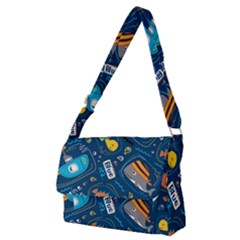 Seamless Pattern Vector Submarine With Sea Animals Cartoon Full Print Messenger Bag (m) by Wegoenart