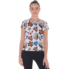 Full Color Flash Tattoo Patterns Short Sleeve Sports Top  by Wegoenart