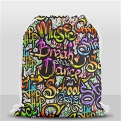 Graffiti Word Seamless Pattern Drawstring Bag (small) by Wegoenart