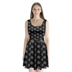 Black Cute Leaves Split Back Mini Dress  by ConteMonfrey