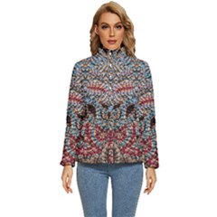 Stitched Swirls Women s Puffer Bubble Jacket Coat by kaleidomarblingart
