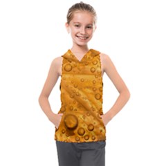 Lime Water Bubbles Macro Light Detail Background Kids  Sleeveless Hoodie by Wegoenart