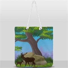 Nature Background Illustration Landscape Full Print Rope Handle Tote (large) by Wegoenart