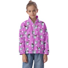 Coffee Chocolate Milk Drink Hot Kids  Half Zip Hoodie by Wegoenart
