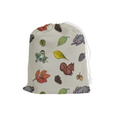 Autumn Fall Animals Nature Season Drawstring Pouch (large) by Wegoenart