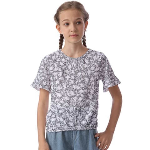 Bacterias Drawing Black And White Pattern Kids  Cuff Sleeve Scrunch Bottom Tee by dflcprintsclothing