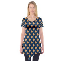 Oh Canada - Maple Leaves Short Sleeve Tunic  by ConteMonfrey