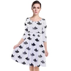 Cute Small Sharks   Quarter Sleeve Waist Band Dress by ConteMonfrey