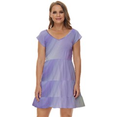 Gradient Blue, Orange, Green Short Sleeve Tiered Mini Dress by ConteMonfrey
