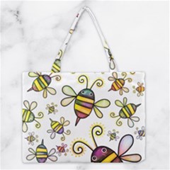 Bee Doodle Cartoon Medium Tote Bag by Wegoenart