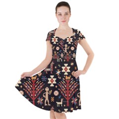 Carpet-symbols Cap Sleeve Midi Dress by Gohar