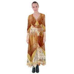 Hot Air Balloon Balloon Map Seamless Pattern Button Up Maxi Dress by Wegoenart