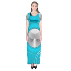 Blue Washing Machine, Electronics Short Sleeve Maxi Dress by Jancukart
