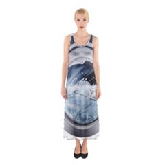 Gray Washing Machine Illustration Sleeveless Maxi Dress by Jancukart