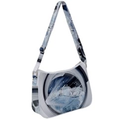 Gray Washing Machine Illustration Zip Up Shoulder Bag by Jancukart