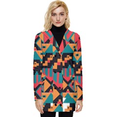 Tribal Pattern Seamless Border Button Up Hooded Coat  by Jancukart