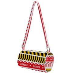 Yellow Black Warning Line Mini Cylinder Bag by Jancukart