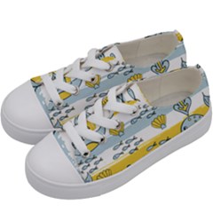 Cartoon Whale Seamless Background Kids  Low Top Canvas Sneakers by Jancukart