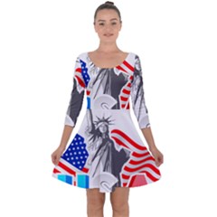 New York City Holiday United States Usa Quarter Sleeve Skater Dress by Jancukart