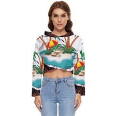 Coconut And Holiday Beach Food Women s Lightweight Cropped Hoodie by Jancukart