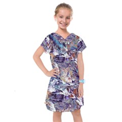 Abstract Cross Currents Kids  Drop Waist Dress by kaleidomarblingart