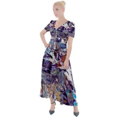 Abstract Cross Currents Button Up Short Sleeve Maxi Dress by kaleidomarblingart