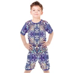 Amethyst Repeats Kids  Tee And Shorts Set by kaleidomarblingart
