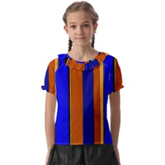 Abstract Blue And Orange 930 Kids  Frill Chiffon Blouse by KorokStudios
