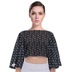 Robot Skull Extreme Close Up Tie Back Butterfly Sleeve Chiffon Top by dflcprintsclothing