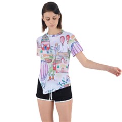 Easter Village  Asymmetrical Short Sleeve Sports Tee by ConteMonfrey